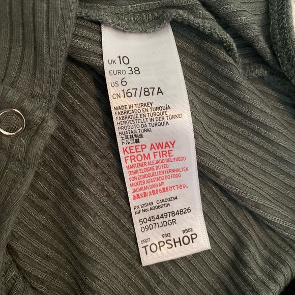 Topshop Women’s Olive green cross back strapped ribbed bodysuit Size US 6 - Picture 9 of 9